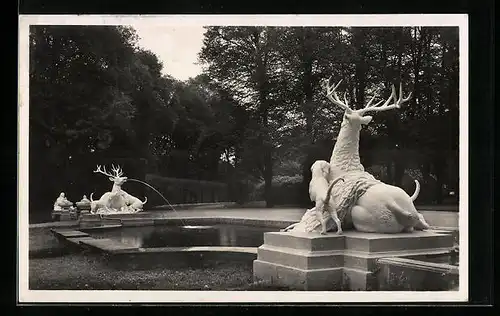 AK Schwetzingen, Hirschgruppe im Schlossgarten