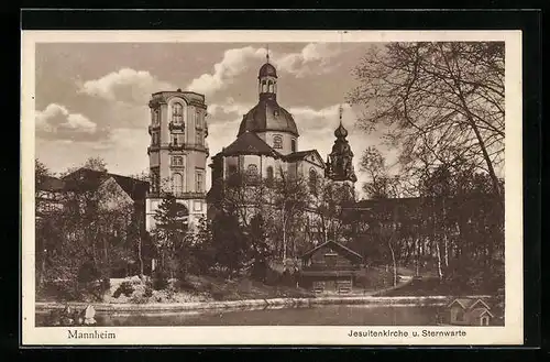 AK Mannheim, Jesuitenkirche u. Sternwarte