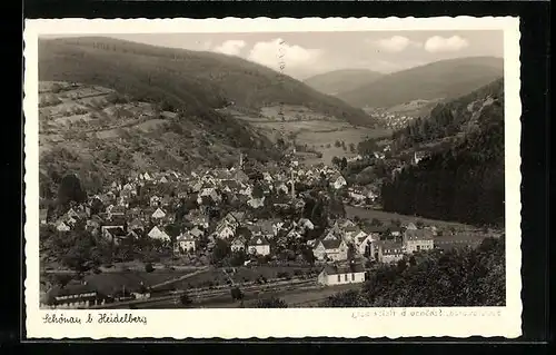 AK Schönau b. Heidelberg, Ortsansicht aus der Vogelschau