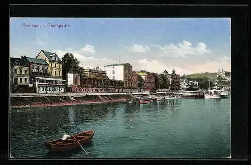 AK Remagen, Rheinpartie mit Hotel Anker u. Hotel Furstenberg