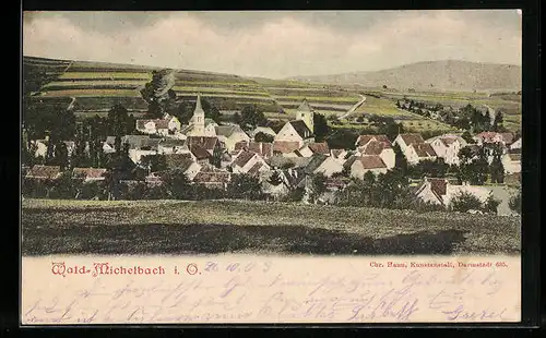 AK Wald-Michelbach i. O., Ortsansicht mit Umland