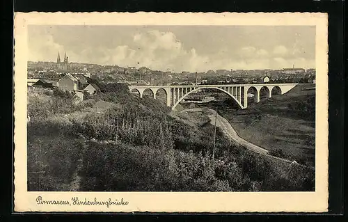 AK Pirmasens, Hindenburgbrücke mit Umgebung