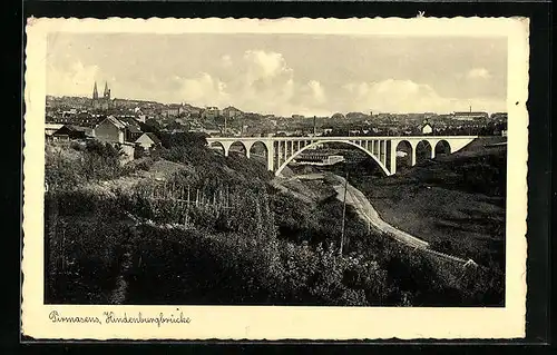 AK Pirmasens, Hindenburgbrücke im Sommer