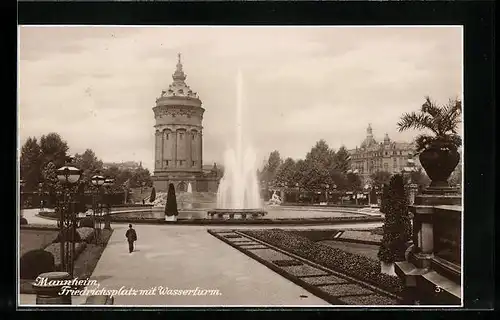 AK Mannheim, Friedrichplatz mit Wasserthurm