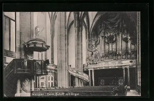 AK Wetzlar, Dom, Schiff mit Orgel, Innenansicht