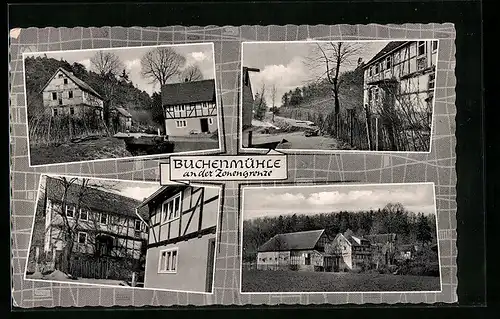 AK Buchenmühle bei Soisdorf, Ortspartie mit Fachwerkhaus