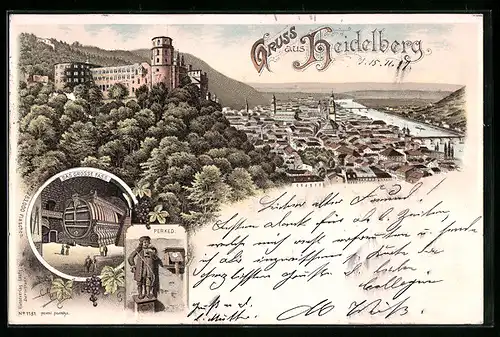 Lithographie Heidelberg, Das grosse Fass und Perkeo