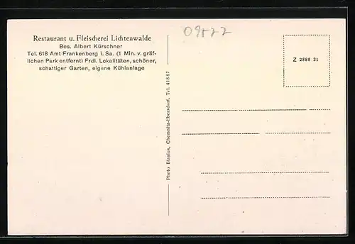 AK Lichtenwalde, Restaurant und Fleischerei Kürschner