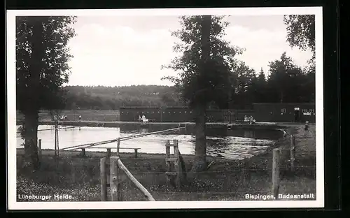 AK Bispingen, Lüneburger Heide, Blick auf die Badeanstalt