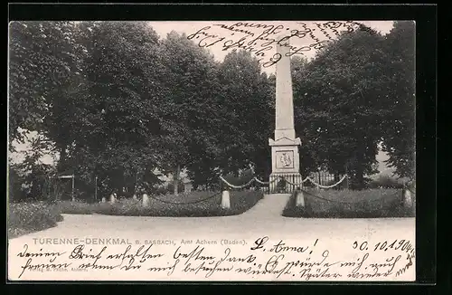 AK Sasbach, Amt Achern, Blick auf Turenne-Denkmal