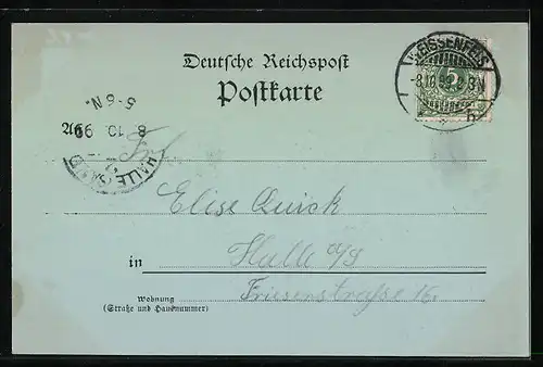 Mondschein-AK Weissenfels, Ortsansicht bei Nacht