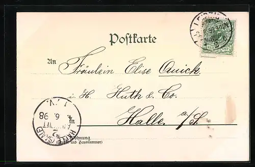 Lithographie Leipzig, Blick auf das Augusteum, Universität