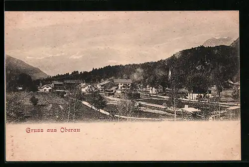 AK Oberau, Panoramaansicht des Ortes