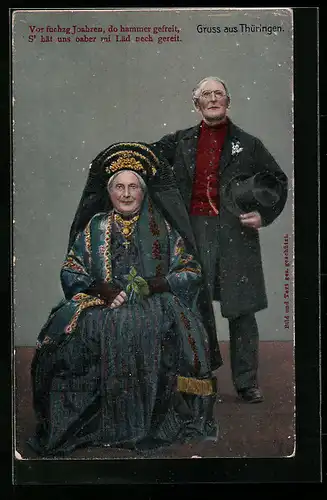 AK Älteres Ehepaar in thüringischer Tracht