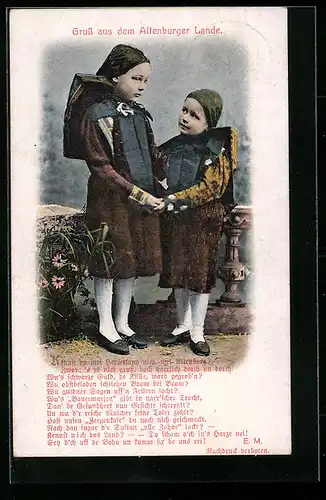 AK Zwei Kinder Händchen haltend in thüringischer Tracht