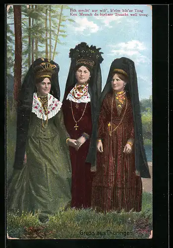 AK Drei fromme Frauen in thüringischer Tracht