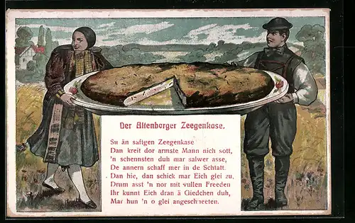 Künstler-AK Altenborger Zeegenkase, thüringische Tracht