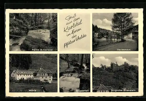 AK Karlstal /Pfälzer Wald, Klugsche Mühle, Herrenhaus, Burgruine Wilenstein