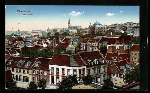 AK Pirmasens, Totalansicht mit Kirche