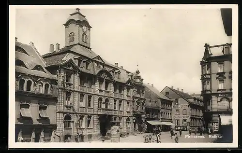 AK Pirmasens, Rathaus mit Hotel Breith