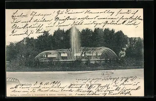 AK Hamburg-Wandsbek, Springbrunnen am Marktplatz