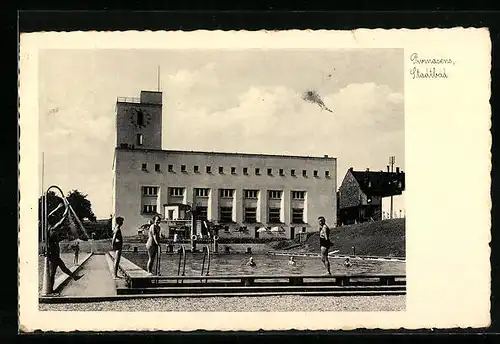 AK Pirmasens, Stadtbad mit Besuchern