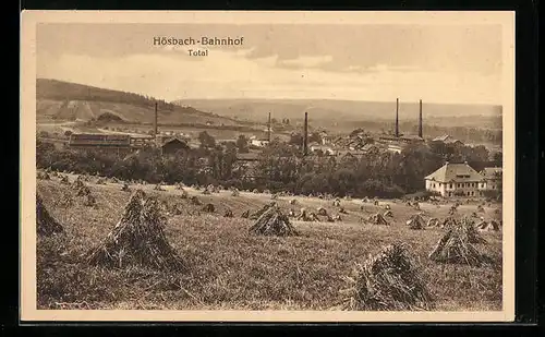 AK Hösbach, Totalansicht mit Bahnhof