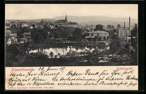 AK Dippoldiswalde, Totalansicht mit Gewässer
