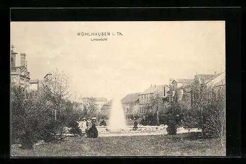 AK Mühlhausen i. Th., Lindenbühl mit Brunnen