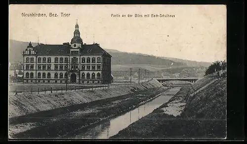 AK Neunkirchen /Bez. Trier, Partie an Blies mit Bach-Schulhaus