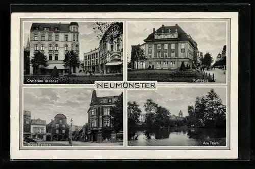 AK Neumünster, Christian Strasse, Kuhberg, Grossflecken