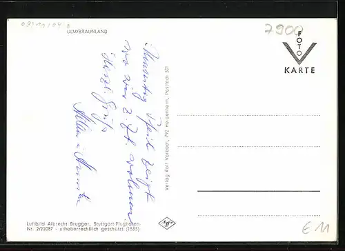 AK Ulm, Wohnstadt Braunland vom Flugzeug aus