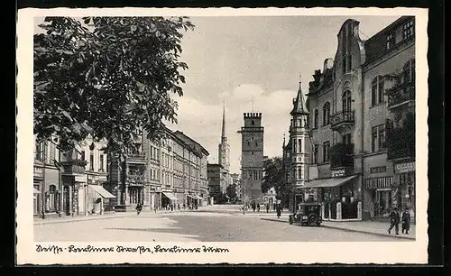 AK Neisse, Berliner Strasse und Berliner Turm