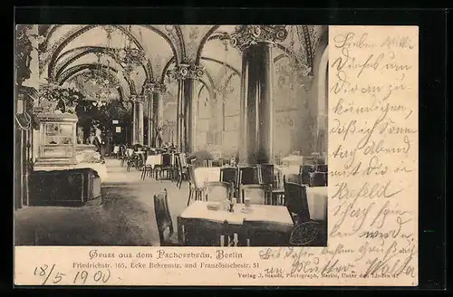 AK Berlin, Innenansicht des Restaurant Pschorrbräu, Friedrichstrasse 165