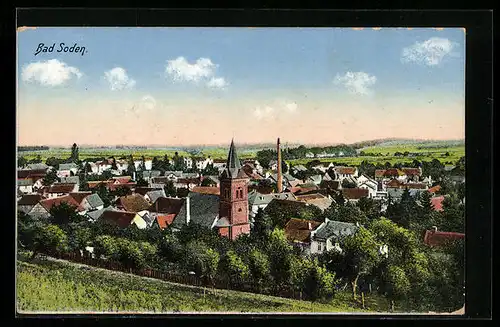 AK Bad Soden, Gesamtansicht aus der Vogelschau, Evangelische Kirche