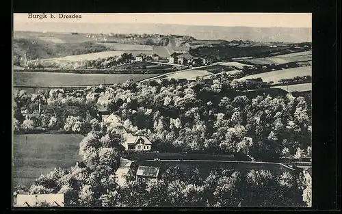 AK Burgk b. Dresden, Ortsansicht mit Umgebung