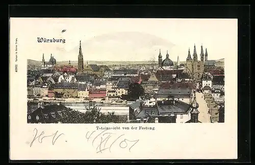 AK Würzburg, Totalansicht von der Festung