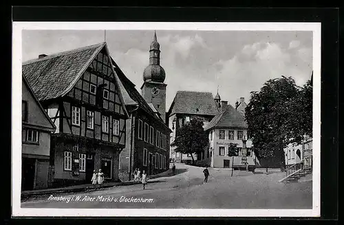 AK Arnsberg i. W., Alter Markt u. Glockenturm