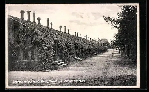 AK Königsbrück i. Sa., Truppen-Übungsplatz, Wellblechbaracke