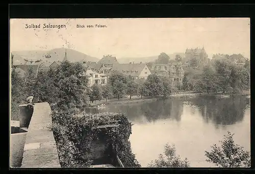 AK Salzungen, das Solbad Salzungen mit Blick vom Felsen