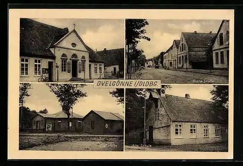 AK Ovelgönne, Kirche, Breite-Strasse, Longler-Halle, Alte Schule