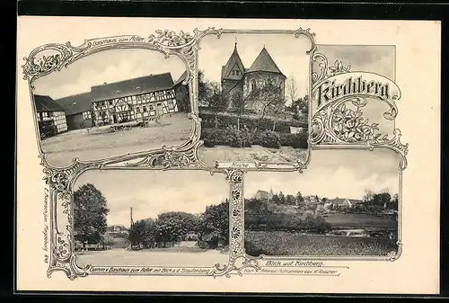 AK Kirchberg, Gasthaus zum Adler, Kirche