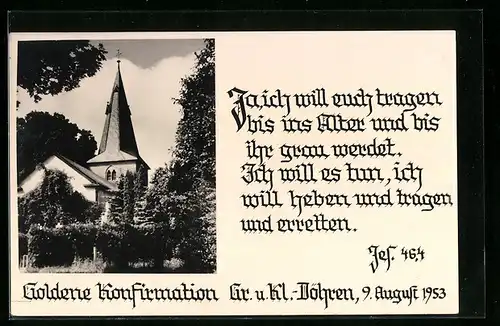 AK Döhren, Partie an der Kirche, Goldene Konfirmation 1953