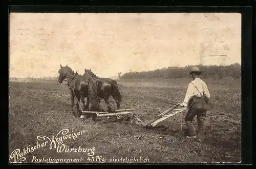 AK Bauer beim Pflügen