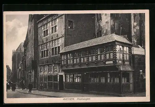 AK Aachen, Postwagen, Restaurant in der Krämerstrasse