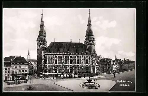 AK Bad Aachen, Rathaus und Vorplatz