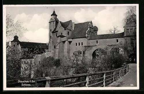 AK Glauchau i.Sa., Schloss mit Einfahrt