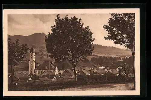 AK Nesselwang, Ortsansicht mit Alpspitze