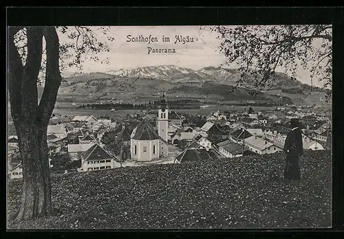 AK Sonthofen /Allg., Panorama mit Alpenzug