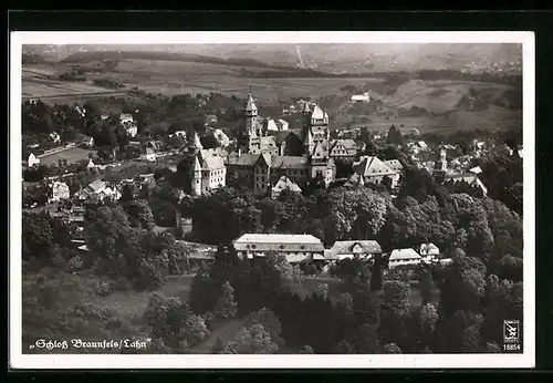 AK Braunfels a./ Lahn, Schloss aus der Vogelschau